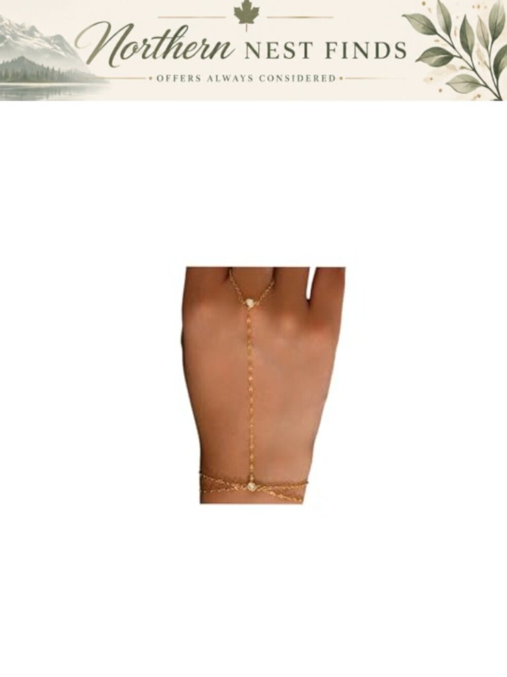 18K Gold Plated Stainless Steel Hand Chain Bracelet with Finger Ring